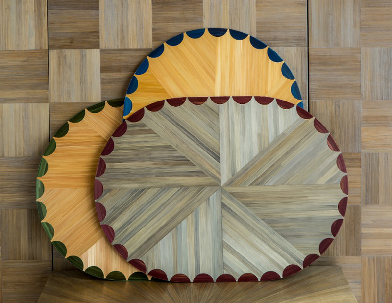 Customizable Sets of 6 Straw Marquetry Place Mats
