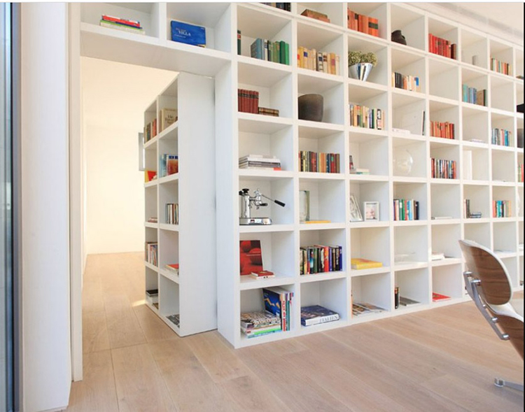 Unique Bookshelf Wall with Murphy Door Bookcase