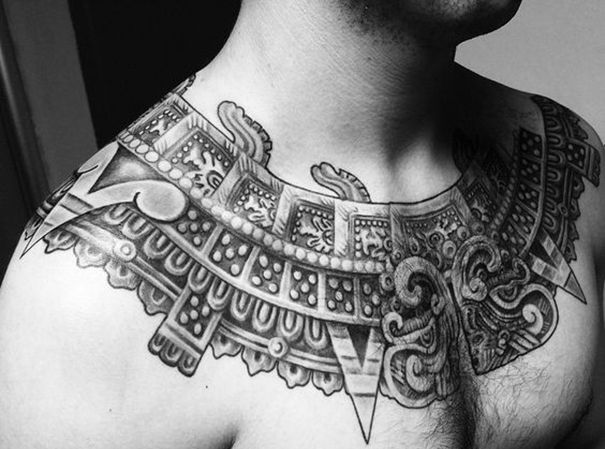Traditional aztec necklace tattoo