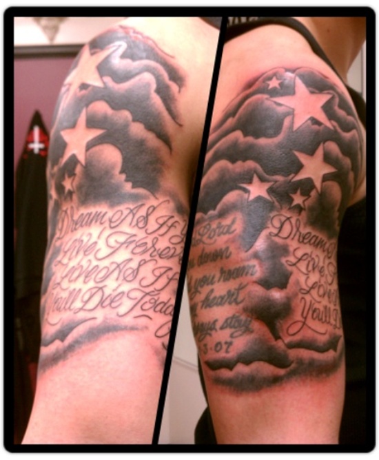 Tattoo uploaded by jeffreyearlhuntley  Clouds and stars on chest   Tattoodo