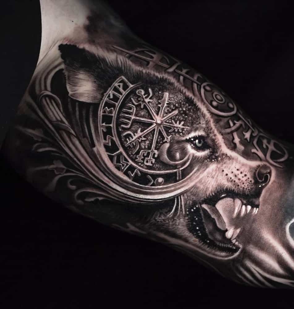 thumbnail image 2 of Viking 3D Men's Sports Pants Nordic Mythology Tattoo Fenrir 2 of 14