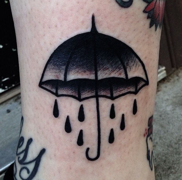 Umbrella tattoo with rain under meaning
