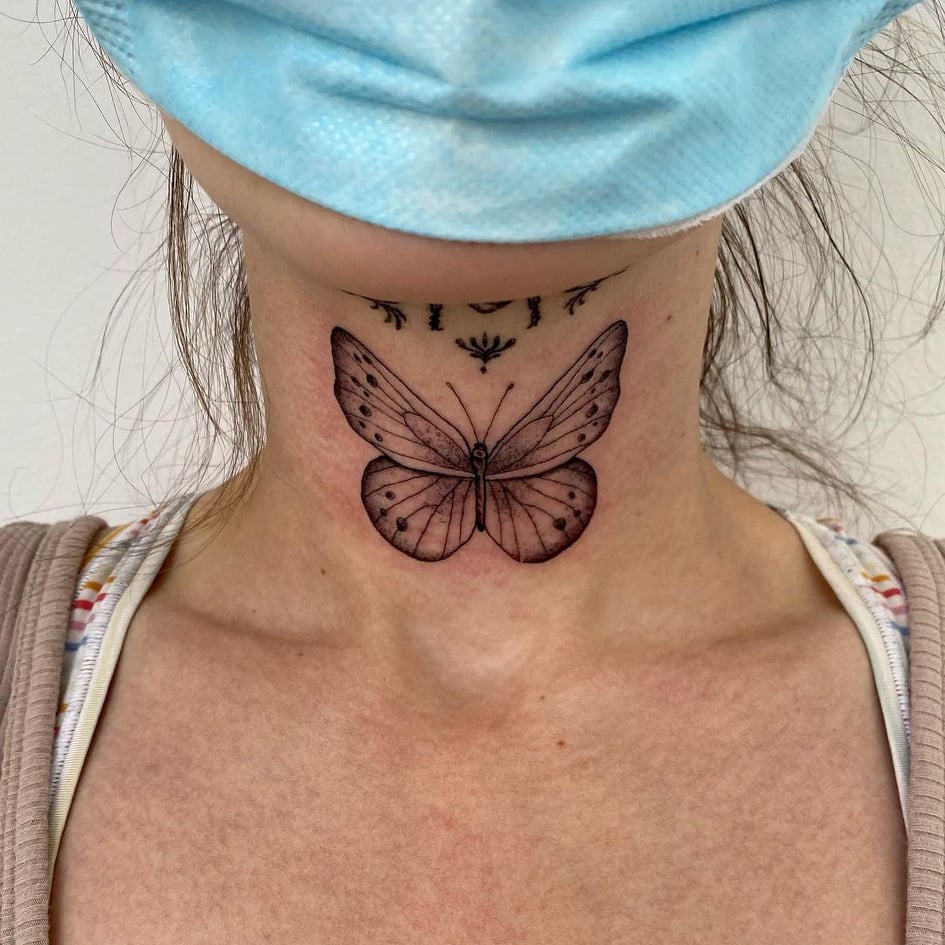 Butterfly on Neck Tattoo Meaning and Butterfly Neck Tattoo Designs Everything You Need to Know - Impeccable Nest