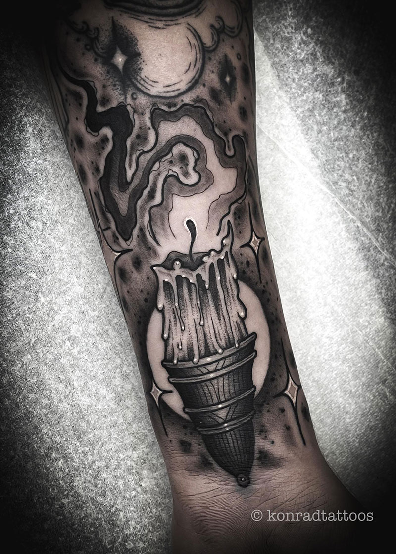 candle tattoo design