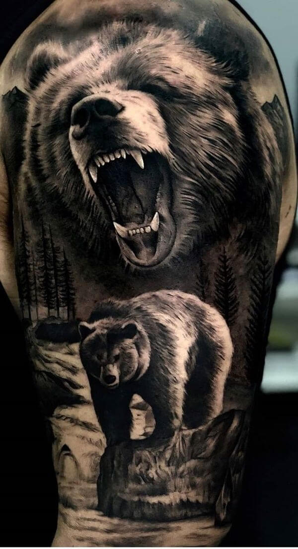 standing grizzly bear tattoo