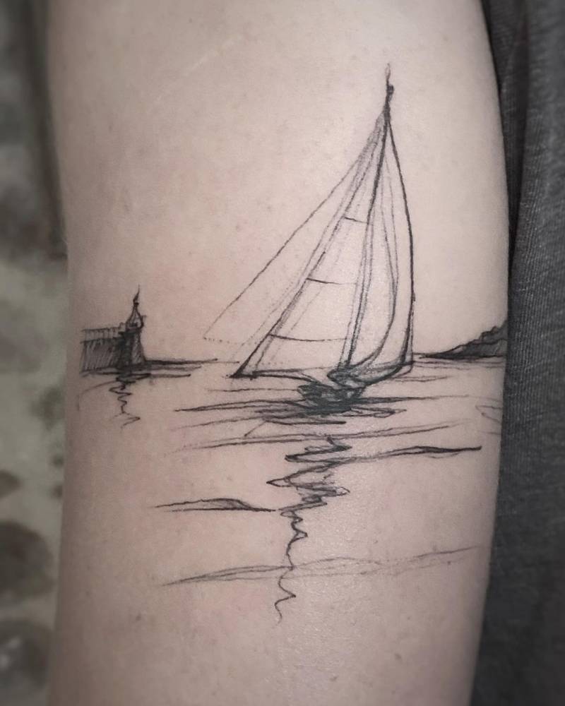 sailboat outline tattoo