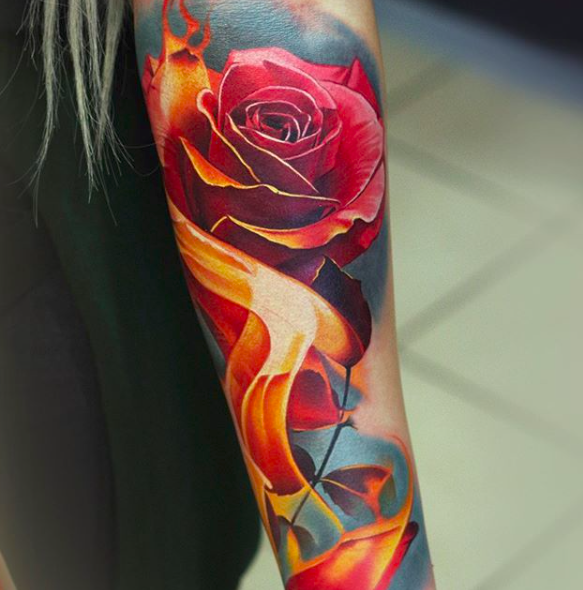What does the fire rose tatto mean? Symbolic Journey into Power and Spirituality