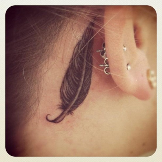 Feather Behind Ear Tattoo Meaning: Interpretation and Patterns of Tattoos featuring Feathers Placed Behind the Ear.