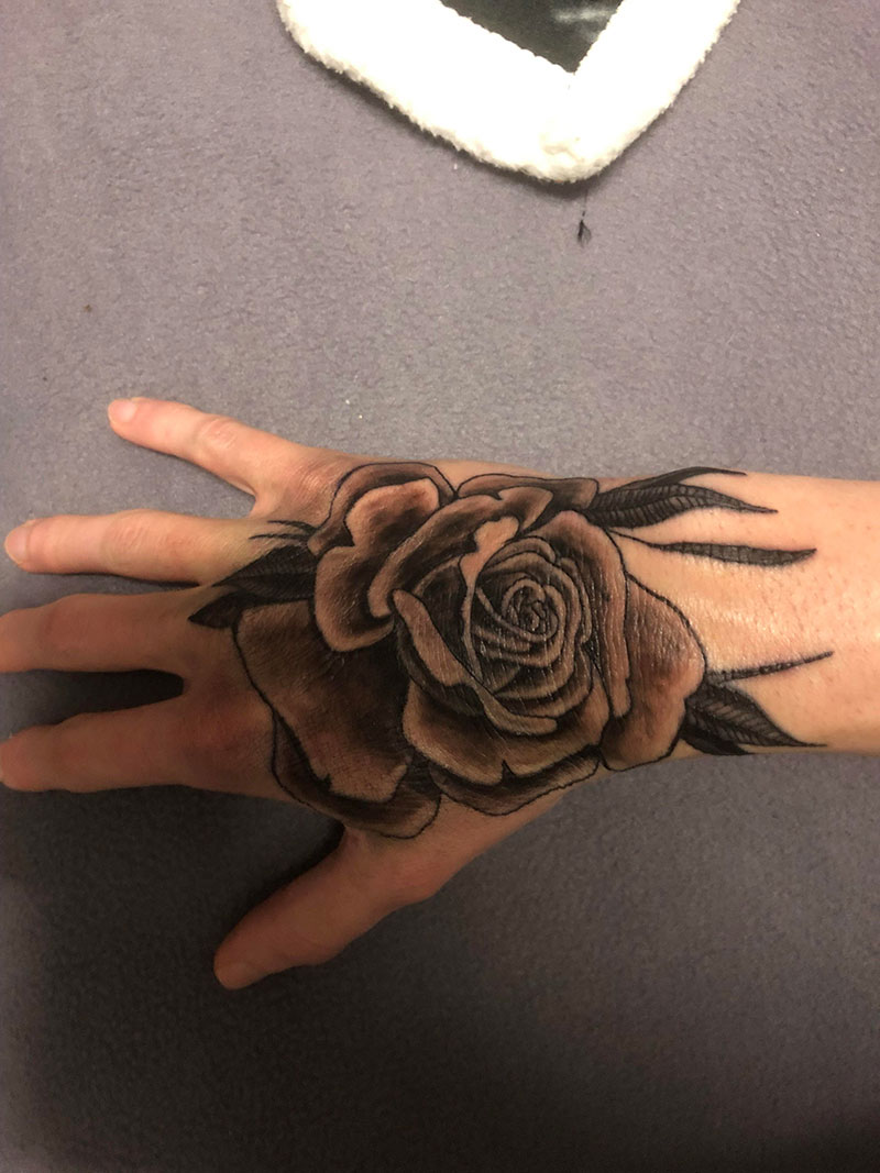 Rose Hand Tattoo Meaning: The significance and patterns associated with tattoos of roses on hands.