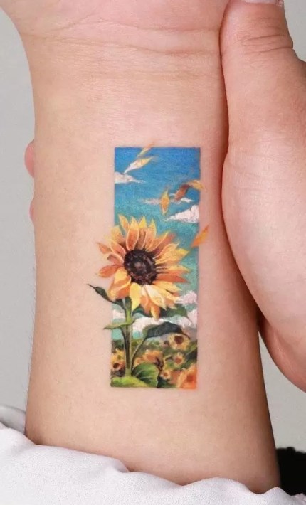 Unique Sunflower Tattoo Meaning: Examining the Distinctive Significance and Style of Sunflower Tattoos.