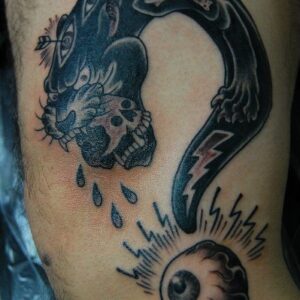 Tattoo Arm Old School Panther Question Mark